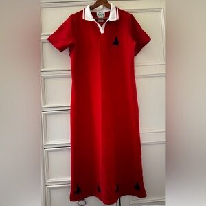 Red Collared Maxi Dress 100% Cotton